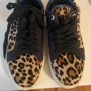 Zadig & Voltaire leopard hair leather sneakers